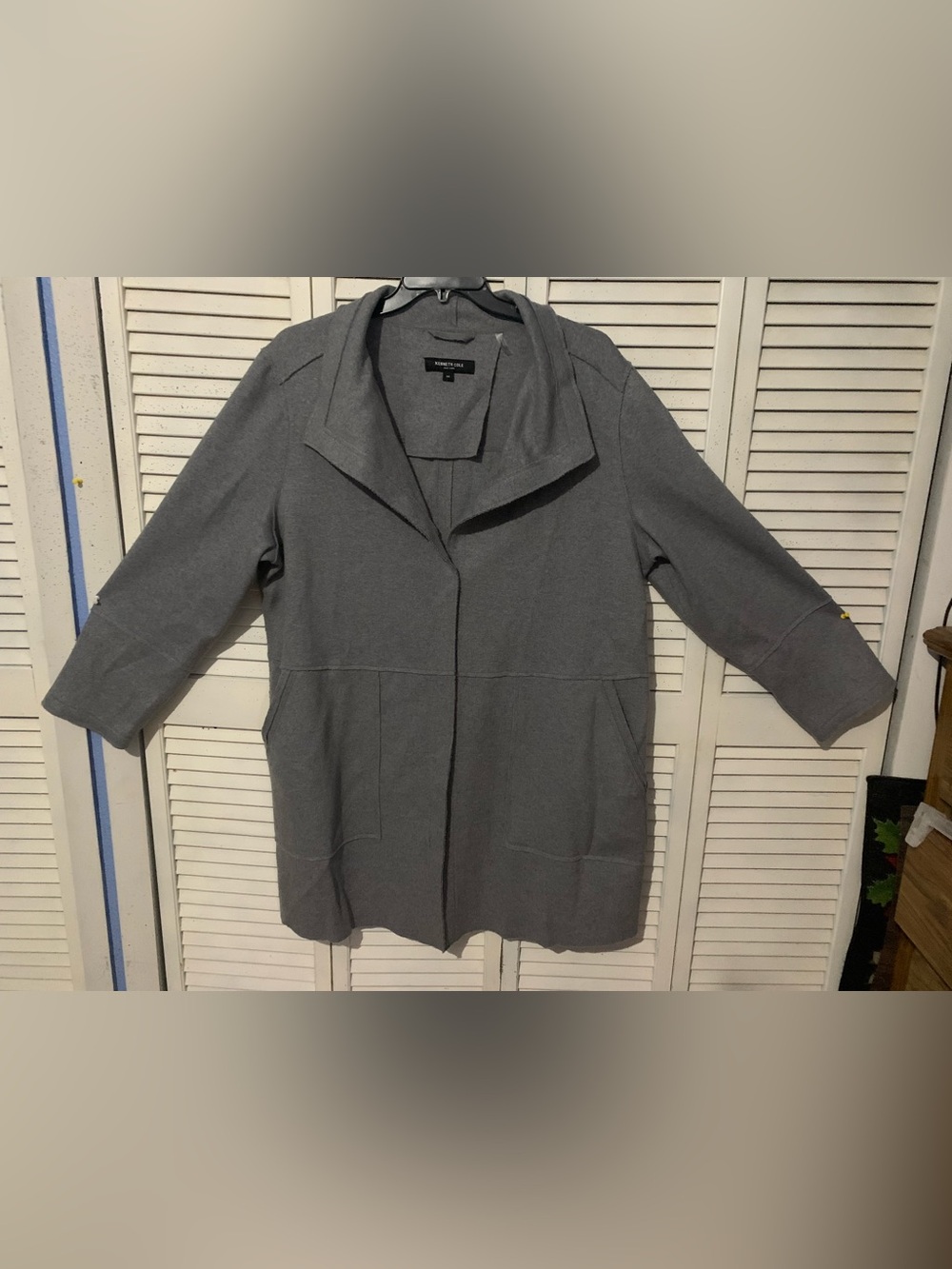 Kenneth Cole New York Pointe Knit Mid Weight Transitional Coat Gray 2X